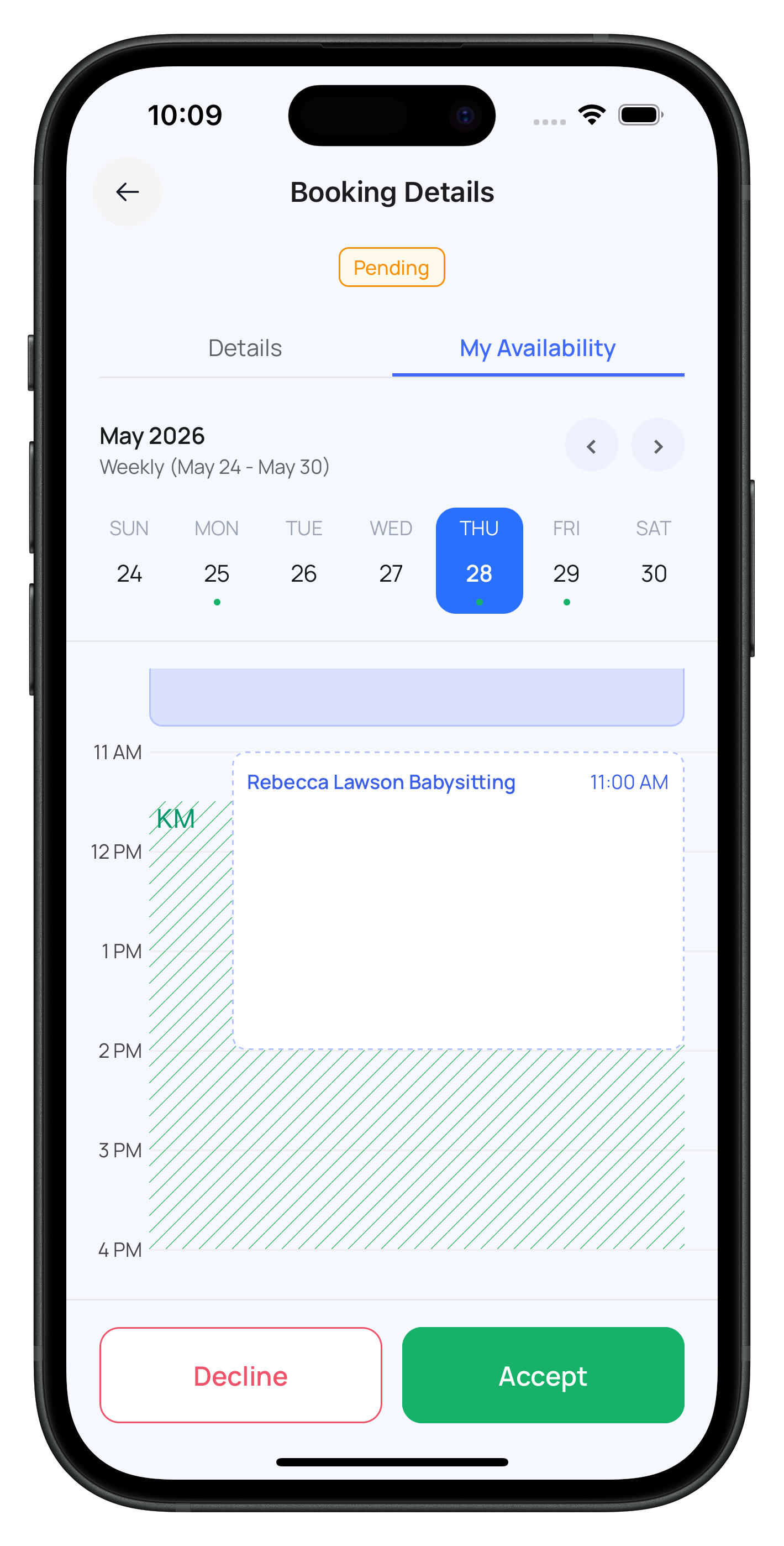 Huddle Booking Details screen
