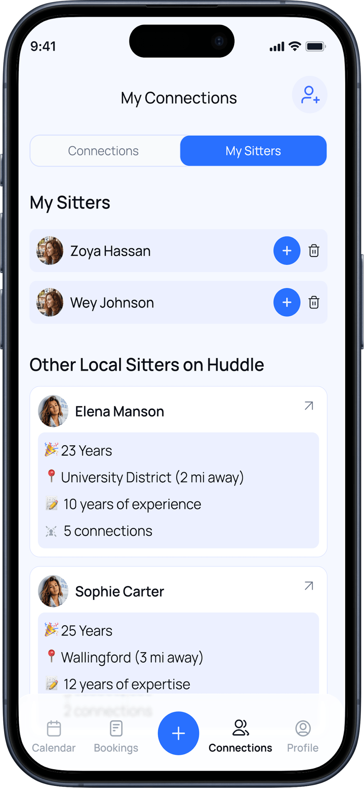 Huddle My Sitters screen