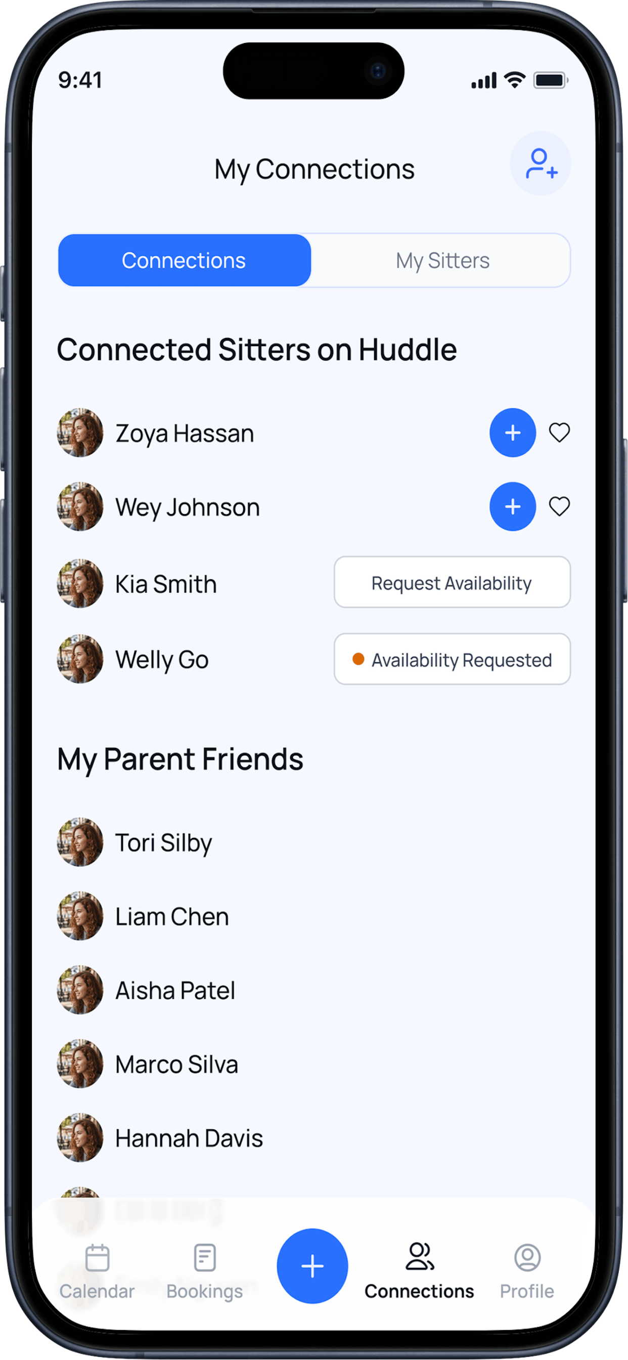Huddle Connections screen